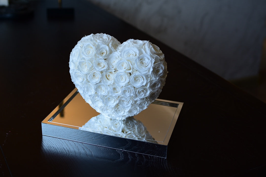 【Valentine's Day Gift for Her】Eternal Rose in Mirror Heart Box - Real Preserved Flower, 3D Acrylic Art, Home Decor for Wife, Girlfriend, Fiancée
