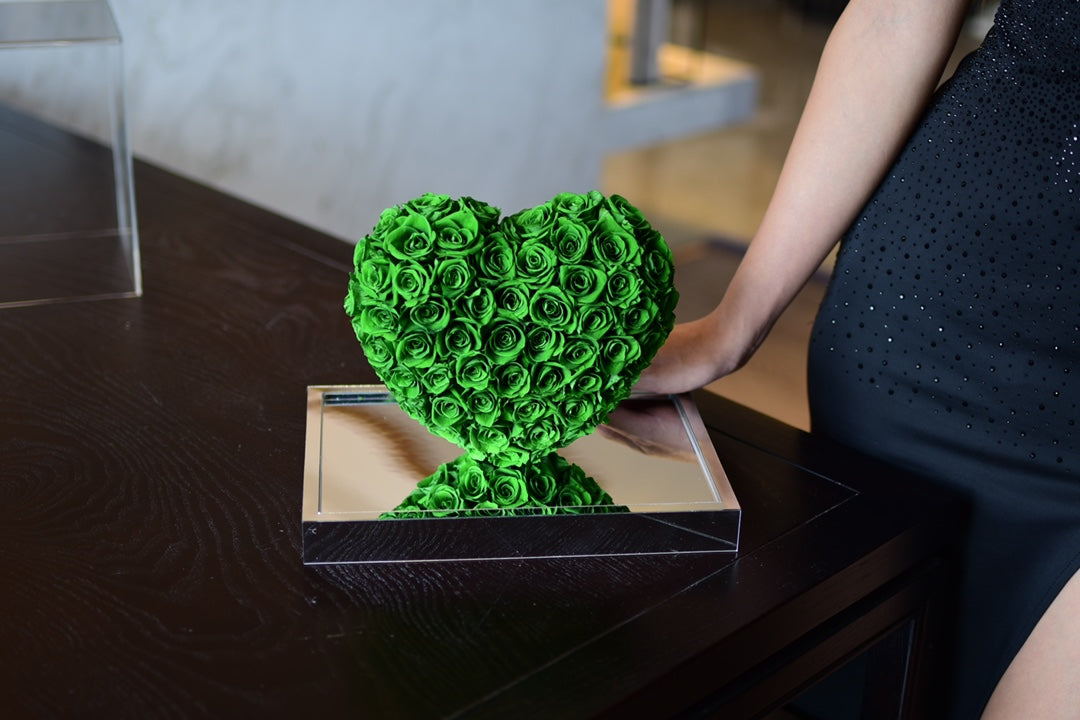 Mirror Acrylic Rose Heart Gift - Preserved Eternal Rose Flower in Glass Dome for Women, Girlfriend, Wife