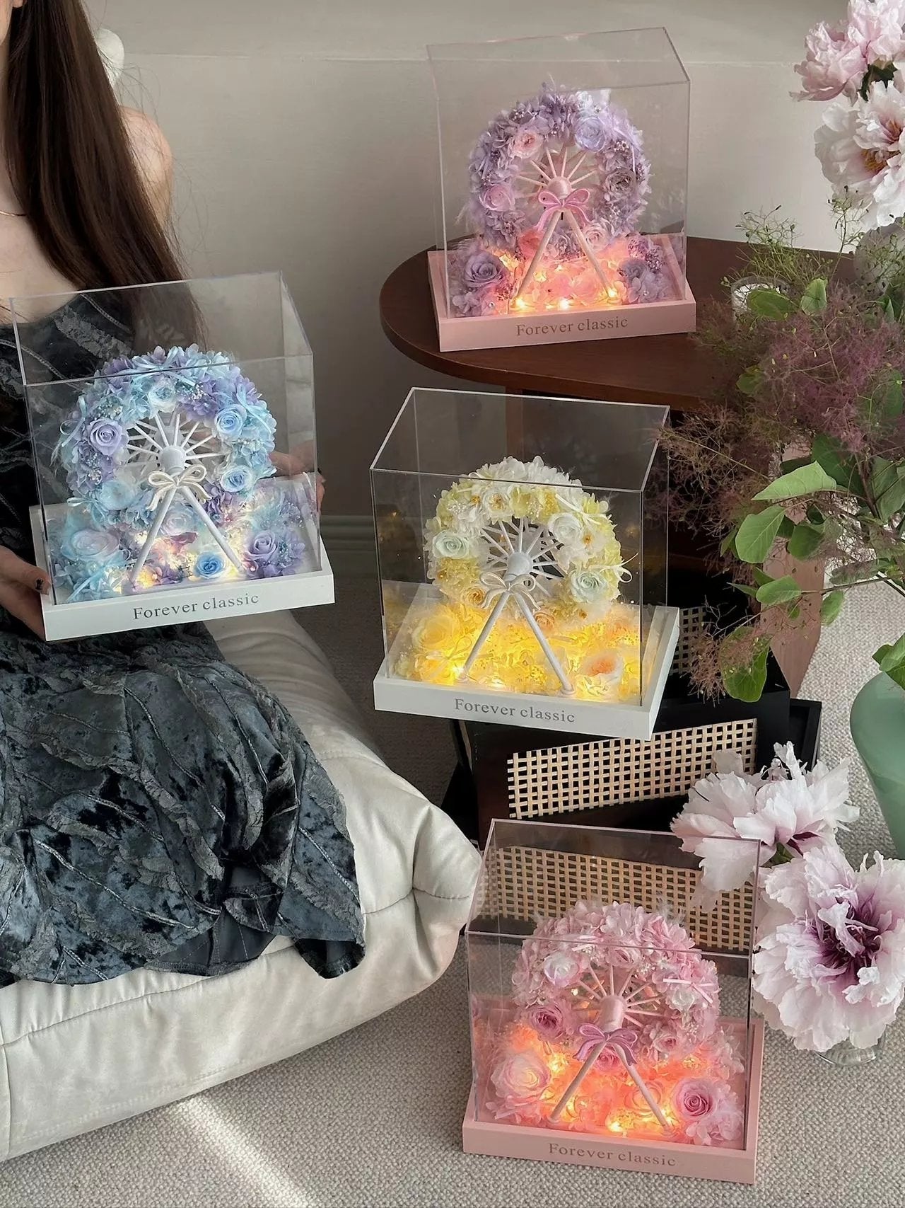 Valentine's Day gift, preserved flower, birthday gift, premium gift box, Ferris wheel, fresh flowers, roses