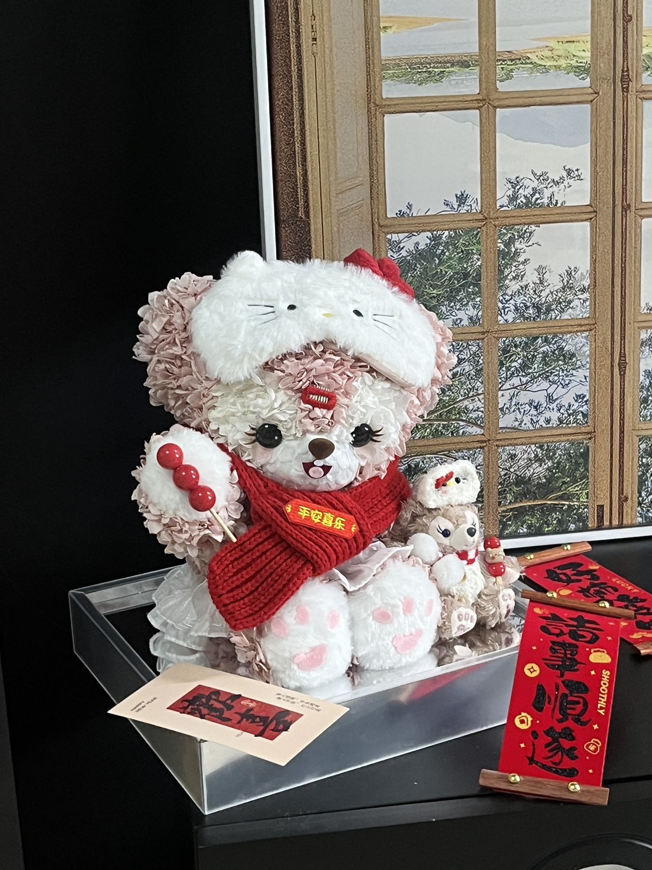 Duffy Bear Doll Preserved Flower Gift High-end Light Luxury Acrylic Gift Box Real Flower Doll Gift for Family and Children