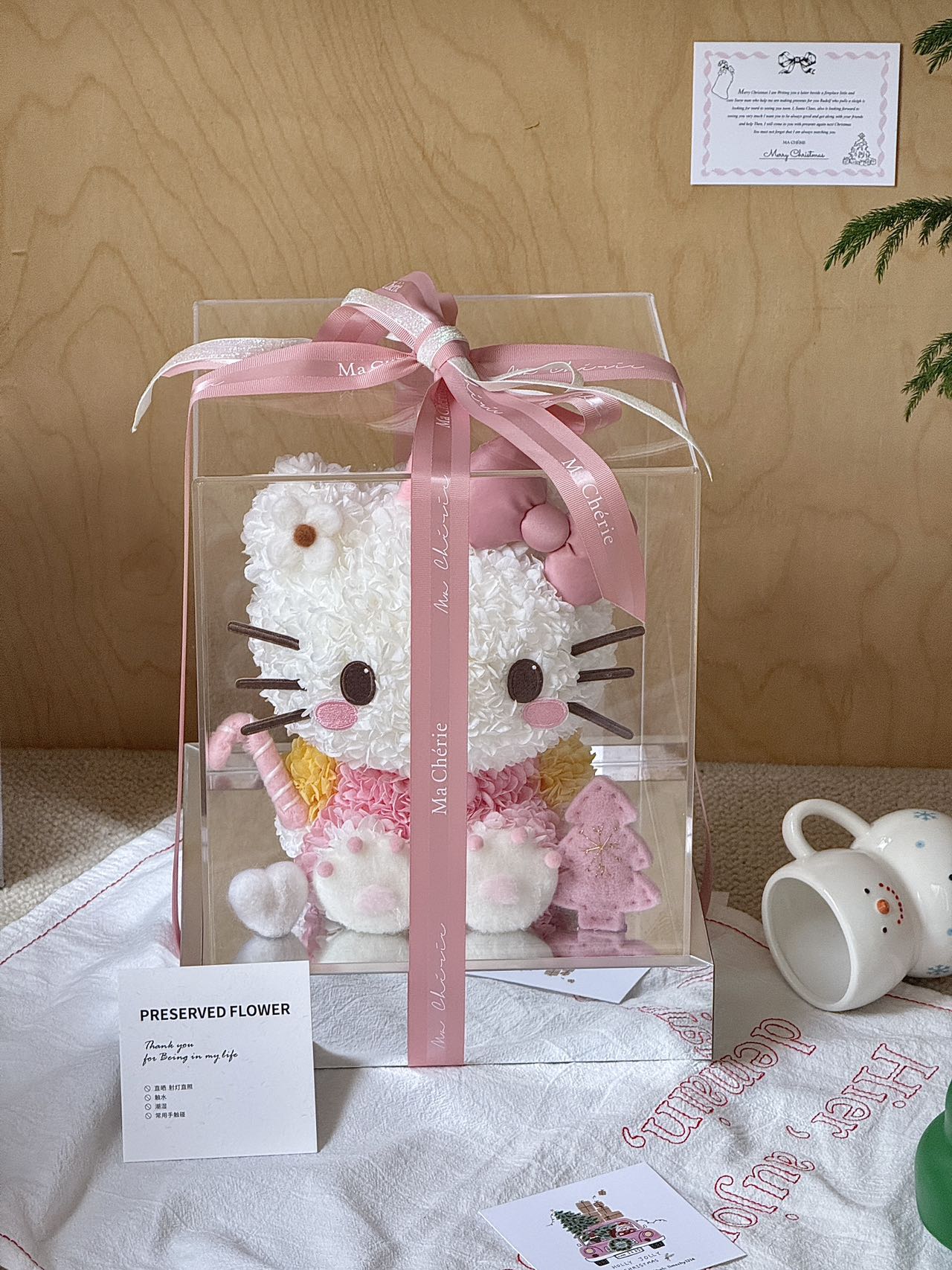 Hello Kitty Preserved Flower Plush Doll - Eternal Floral Cute Toy, Perfect for Valentine’s & Anniversary