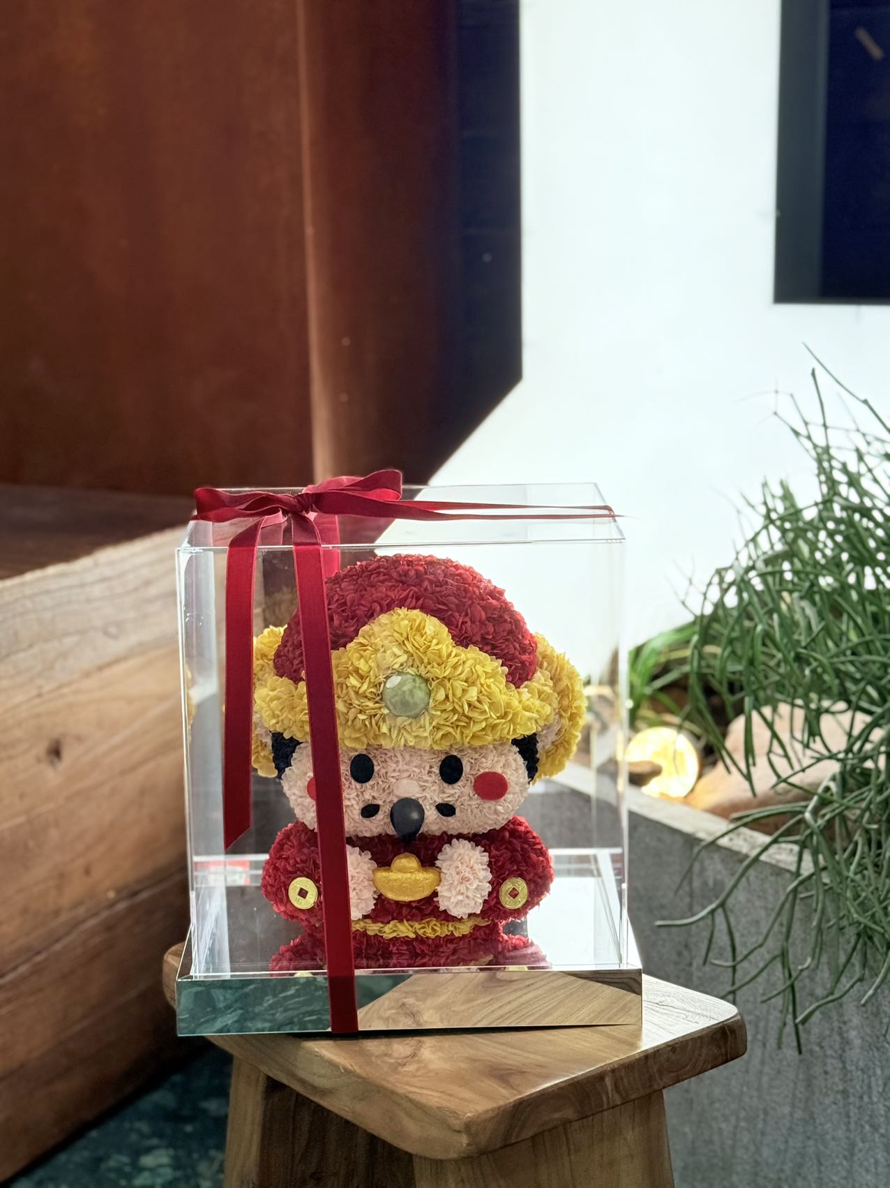 Preserved Flower God of Wealth Doll Gift High-end Acrylic Gift Box Christmas Gift Birthday Gift New Year Store Opening Gift