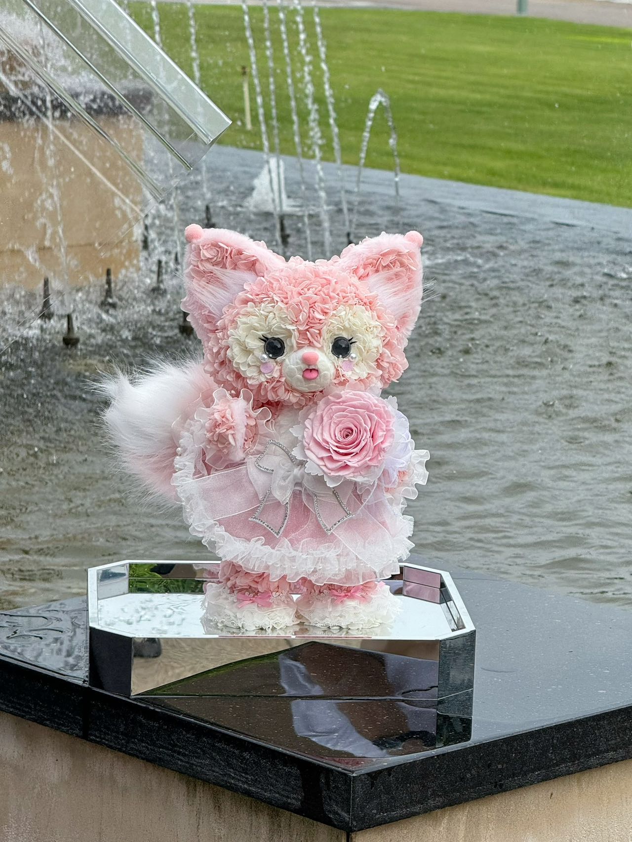 Real Preserved Flower Linabell Doll, Handmade Floral Plush Animal, Long-Lasting Cute Toy, Great Gift for Kids & Cartoon Fans Worldwide