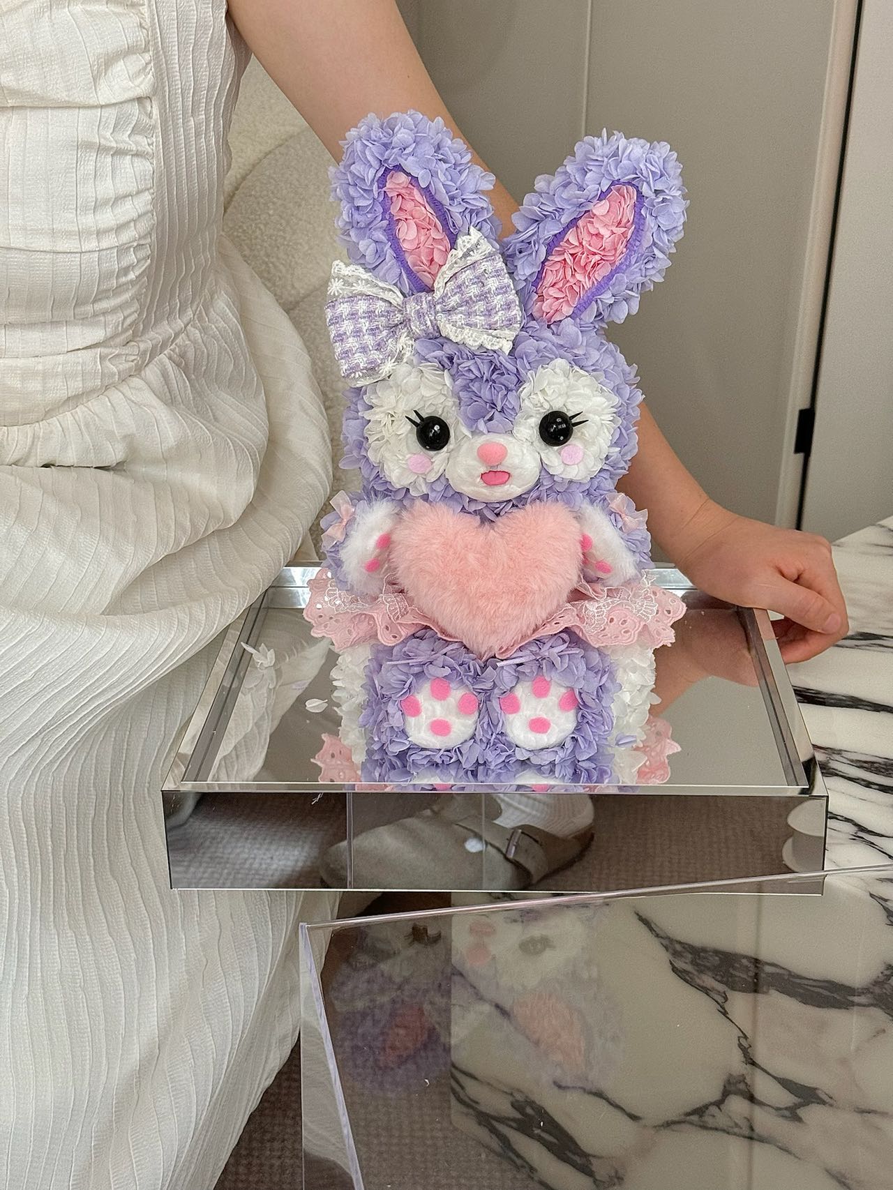 Preserved Flower Linabell Doll, Handmade Stuffed Animal, Long-Lasting Floral Decoration, Perfect Gift for Girls & Fans