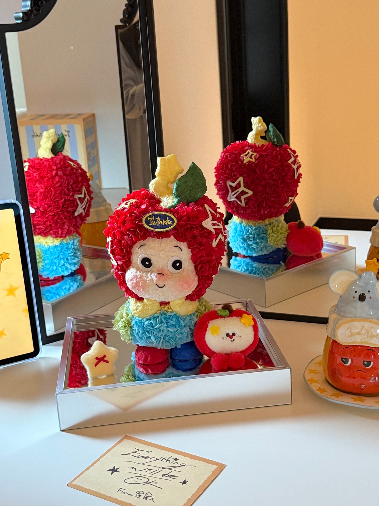 Christmas gift preserved flower apple star man doll real preserved flower ornaments for daughter birthday gift for children