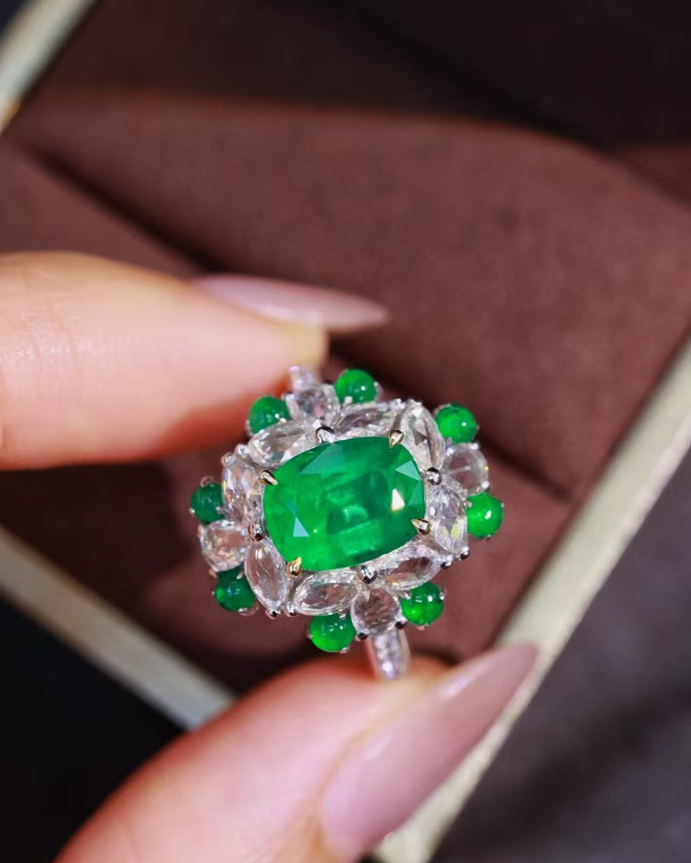 18K gold natural emerald ring💍