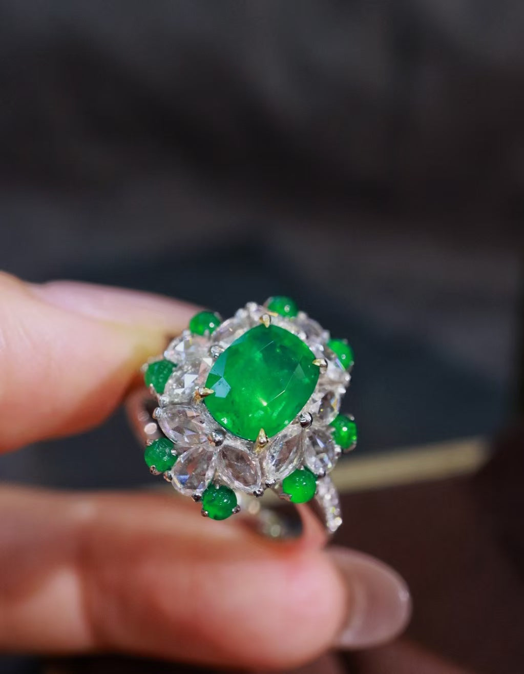 18K gold natural emerald ring💍