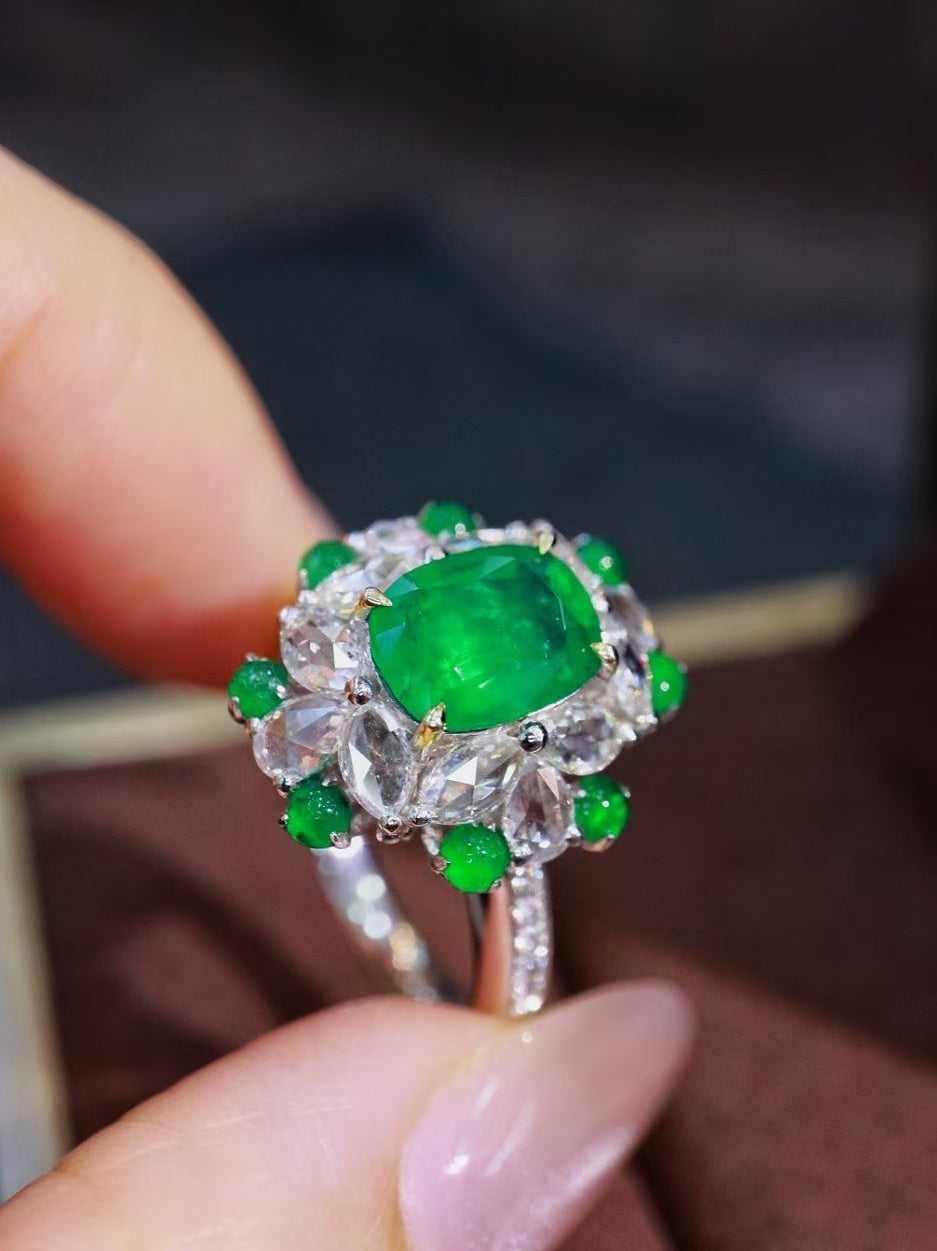 18K gold natural emerald ring💍