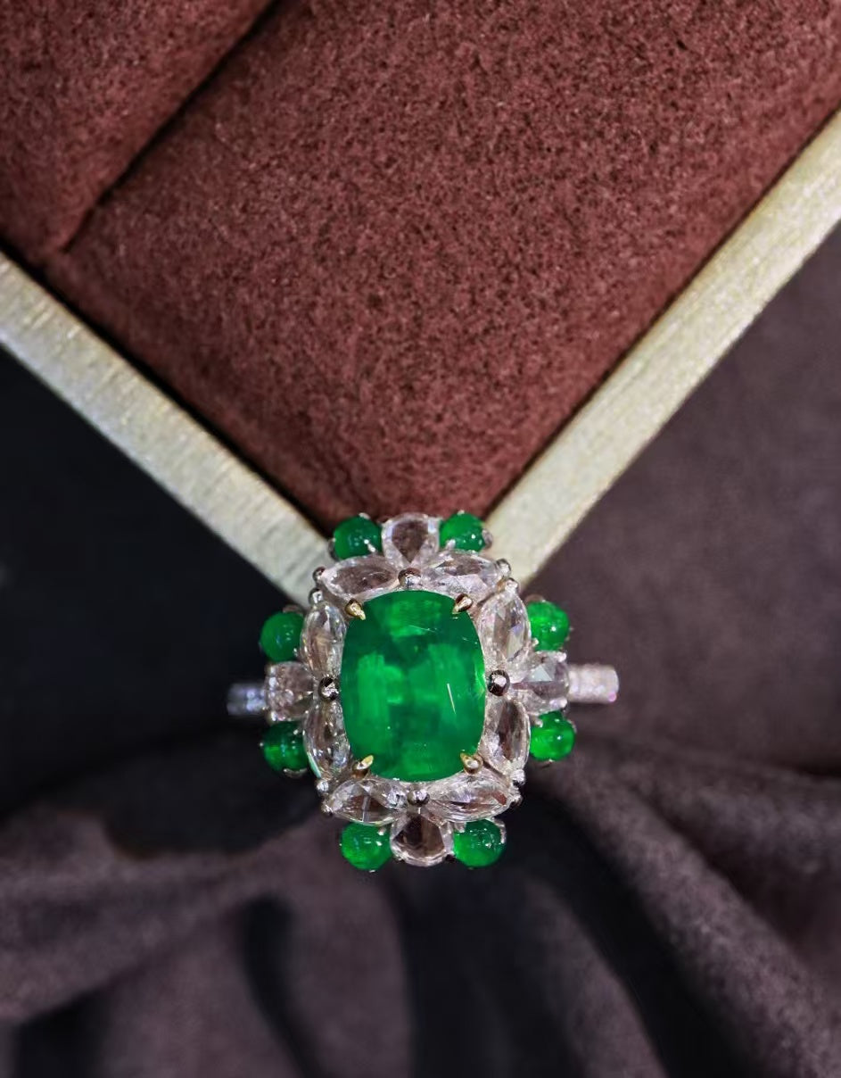 18K gold natural emerald ring💍