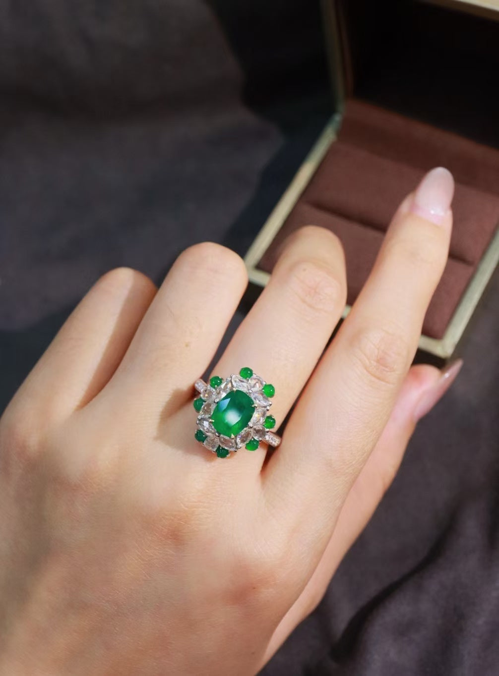 18K gold natural emerald ring💍