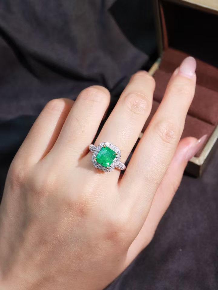 18K gold natural emerald ring💍