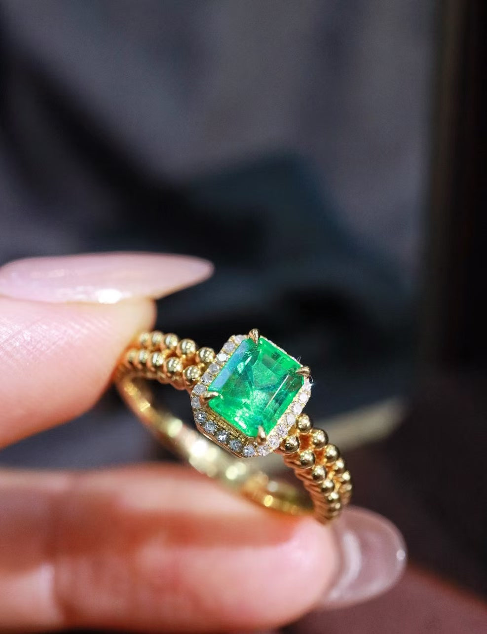 18K gold Colombian emerald ring💍