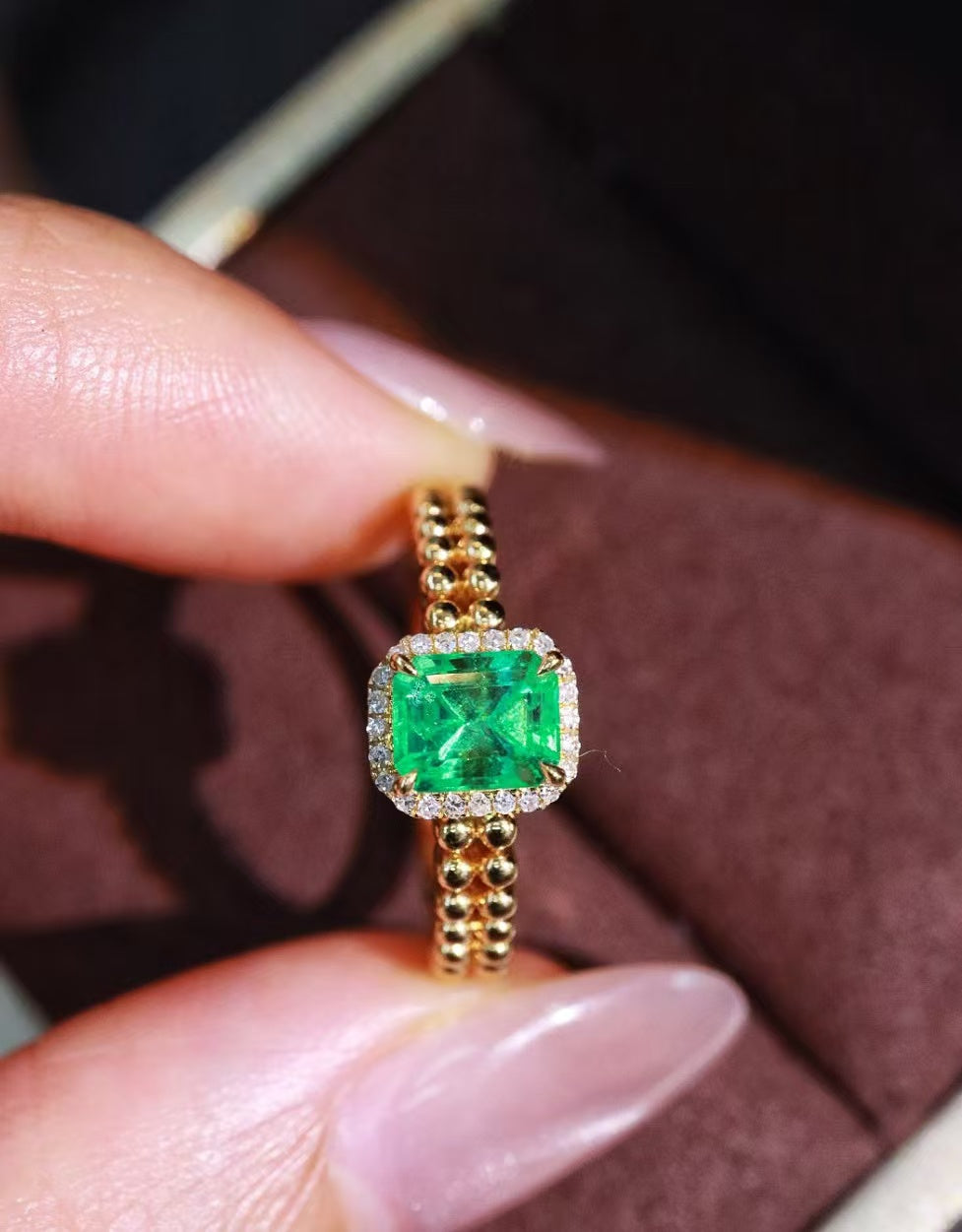 18K gold Colombian emerald ring💍