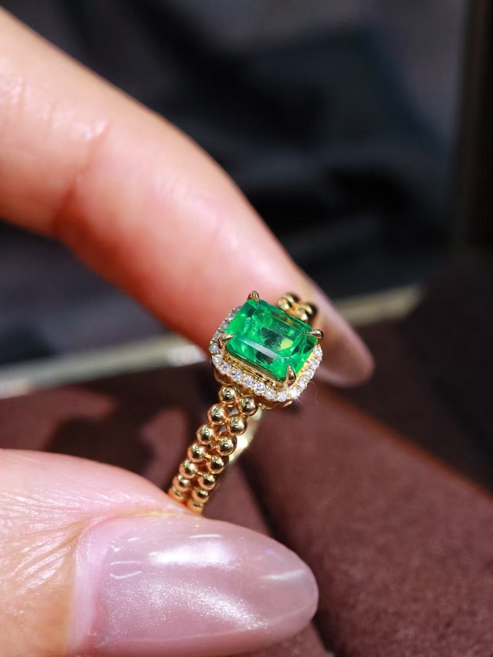 18K gold Colombian emerald ring💍