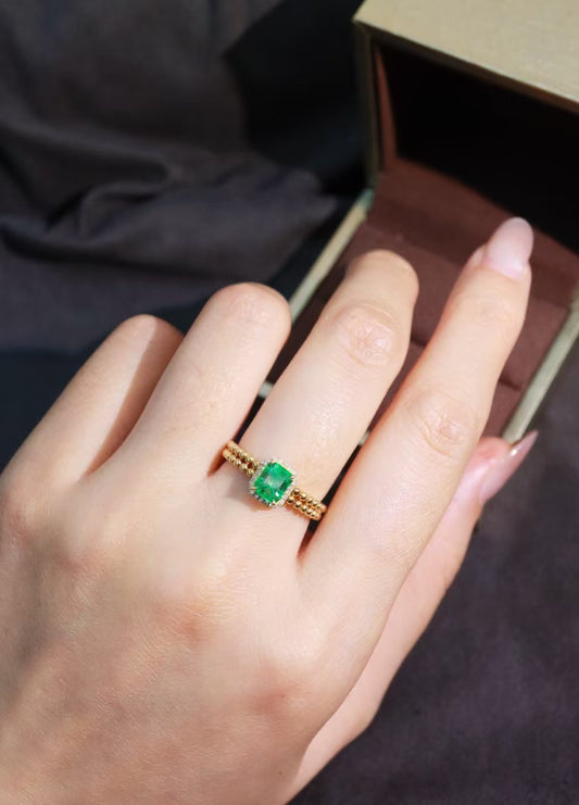 18K gold Colombian emerald ring💍