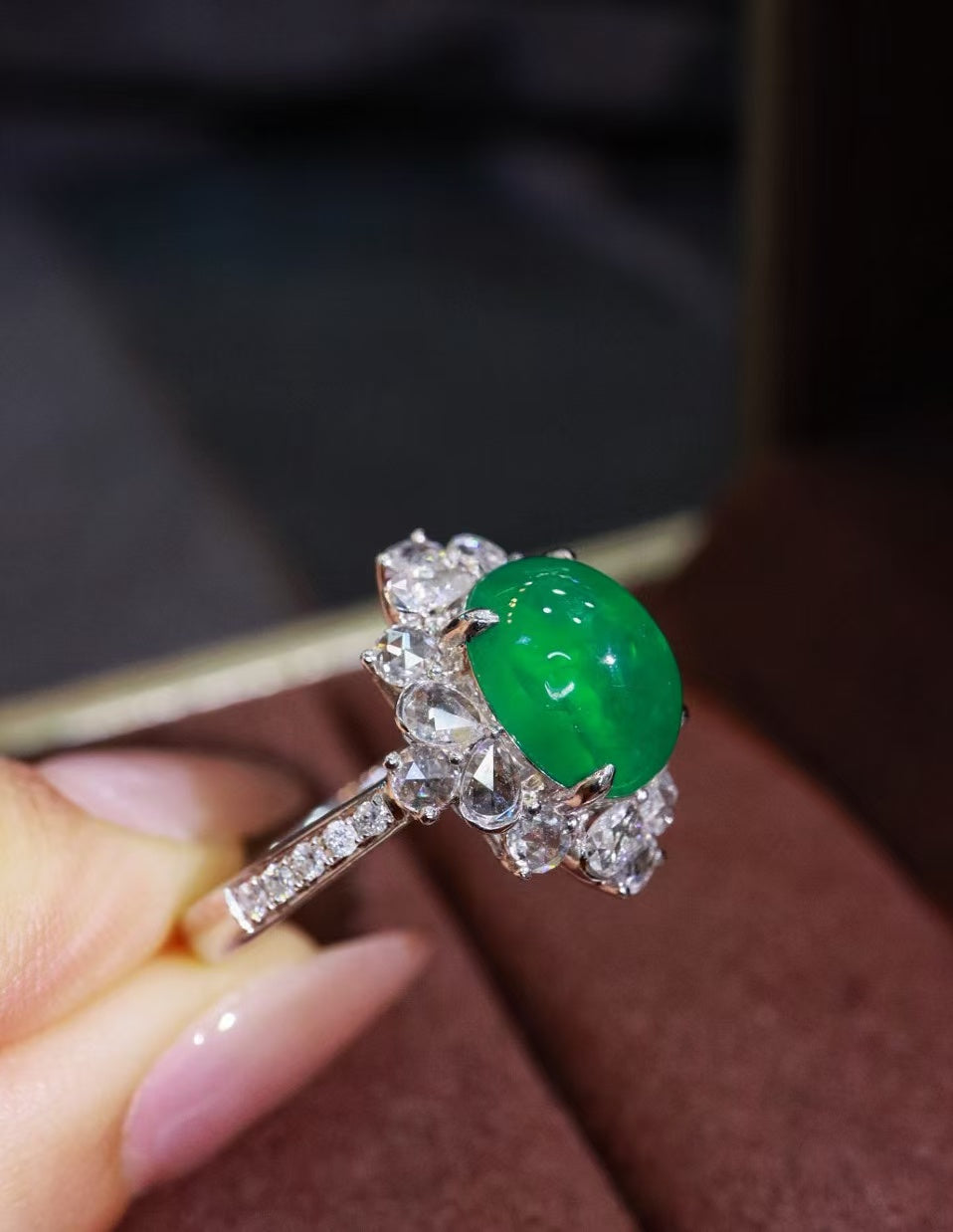 18K gold natural emerald ring💍