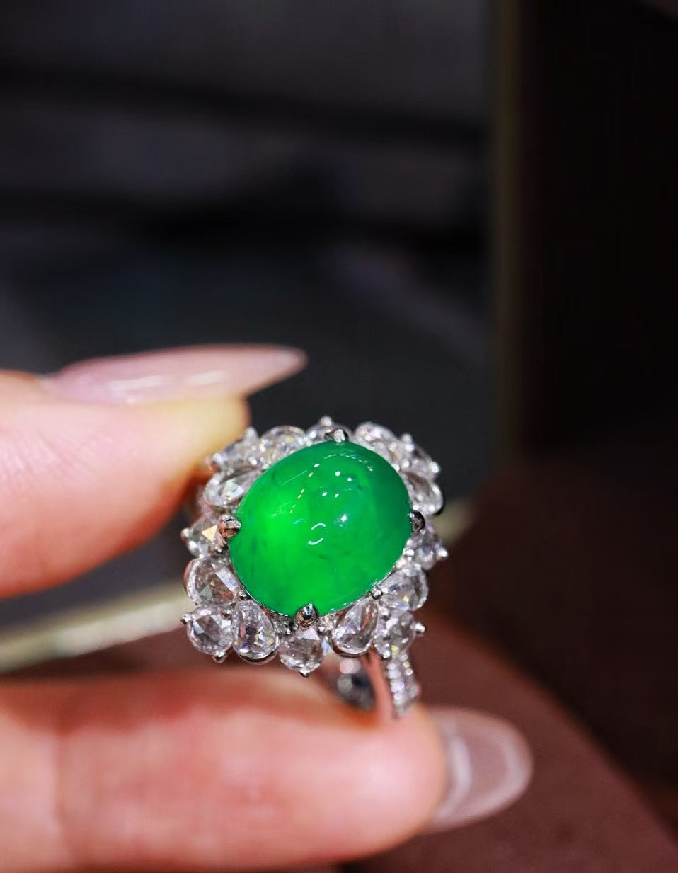 18K gold natural emerald ring💍