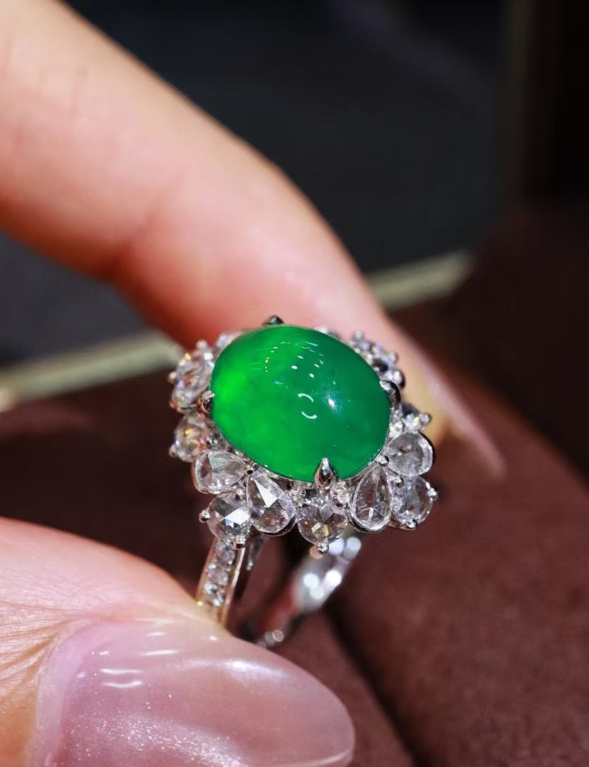 18K gold natural emerald ring💍