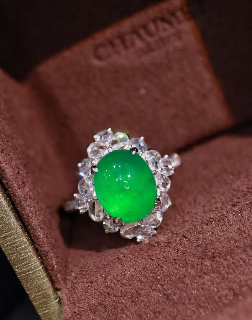 18K gold natural emerald ring💍