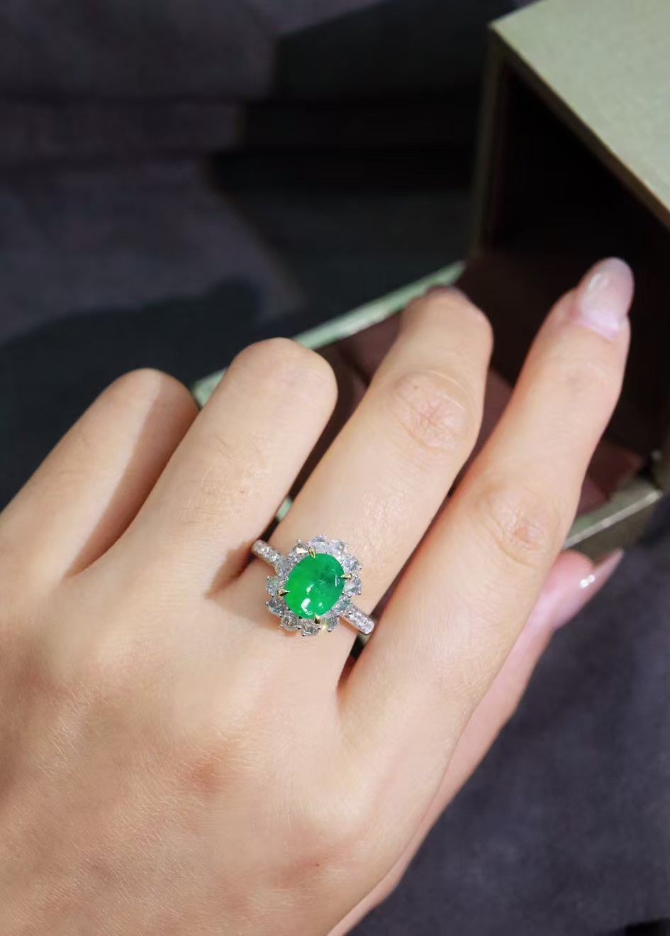 18K natural emerald ring💍