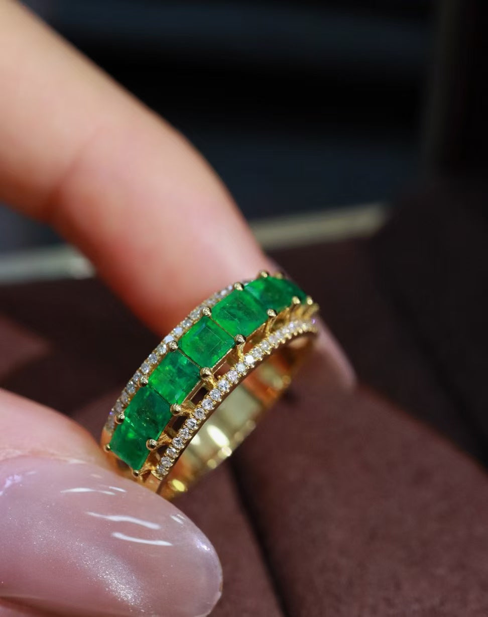 18K gold natural emerald ring💍