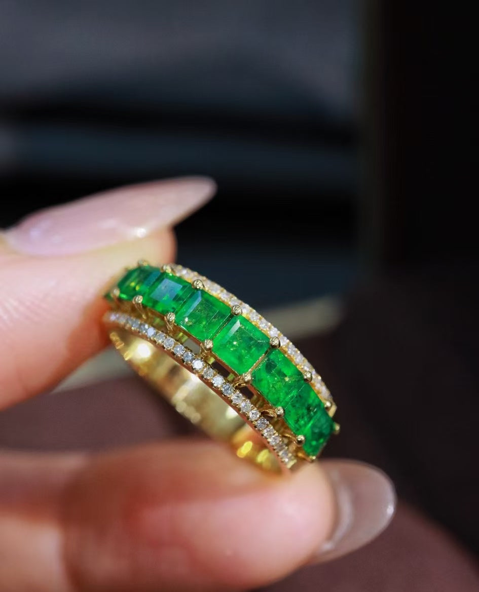 18K gold natural emerald ring💍