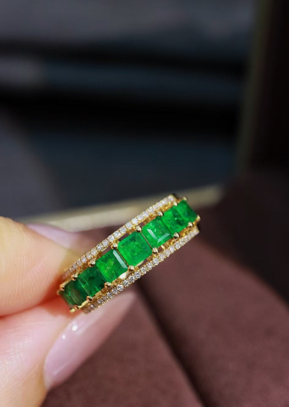 18K gold natural emerald ring💍