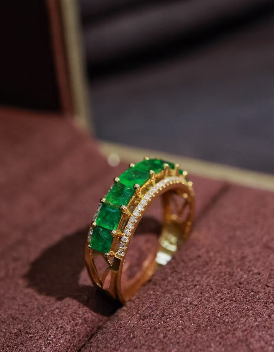 18K gold natural emerald ring💍