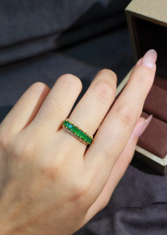 18K gold natural emerald ring💍