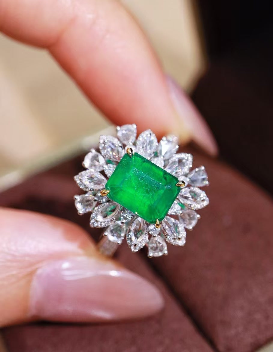 18K gold natural emerald ring💍