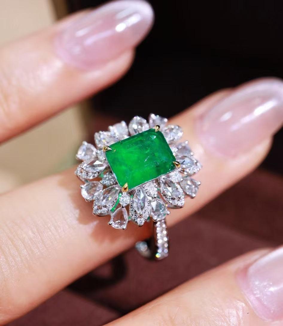 18K gold natural emerald ring💍