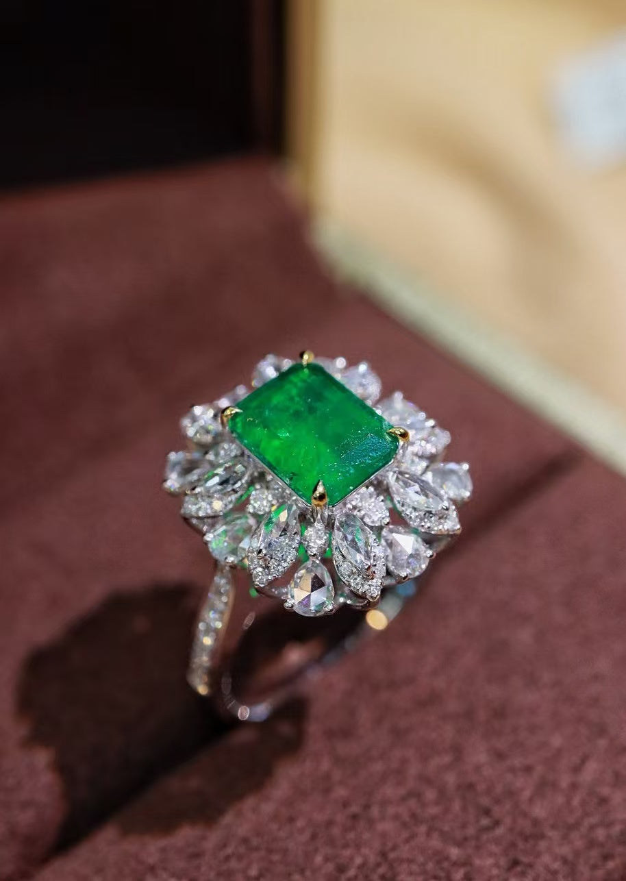 18K gold natural emerald ring💍