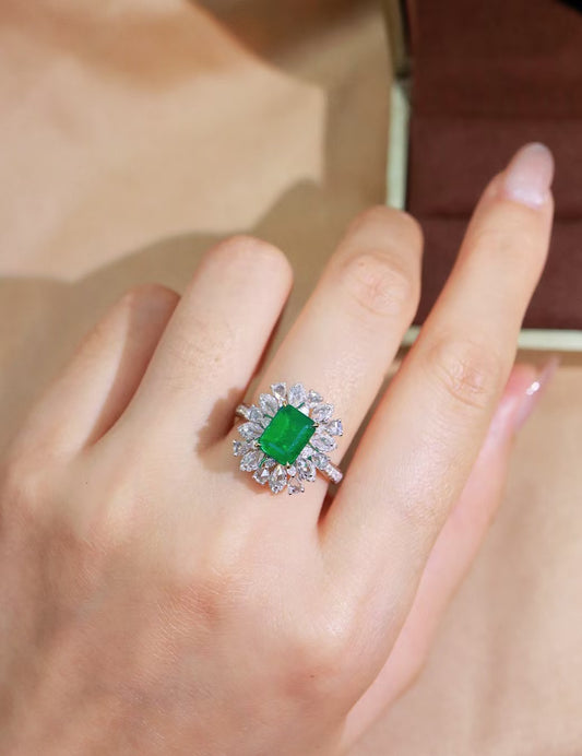 18K gold natural emerald ring💍