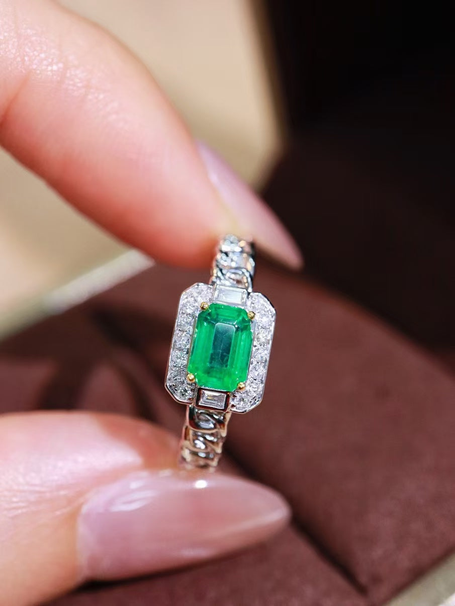 18K gold natural emerald ring💍