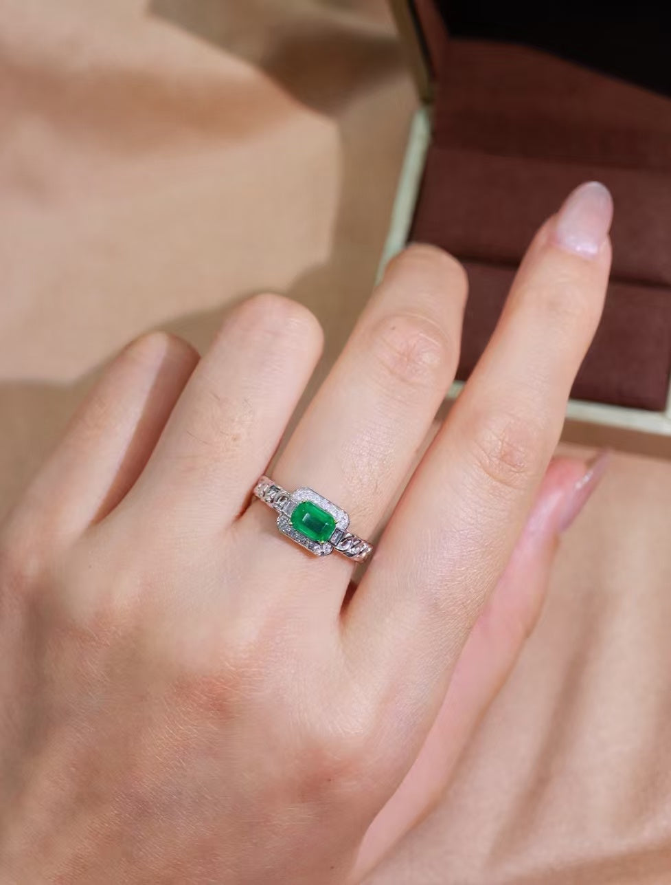 18K gold natural emerald ring💍