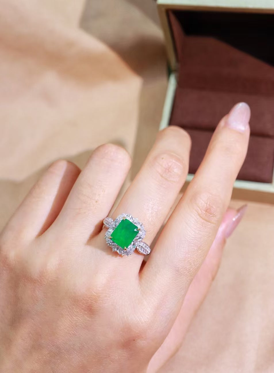 18K natural emerald ring💍