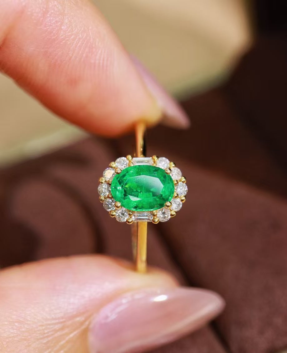 18K gold natural emerald ring💍