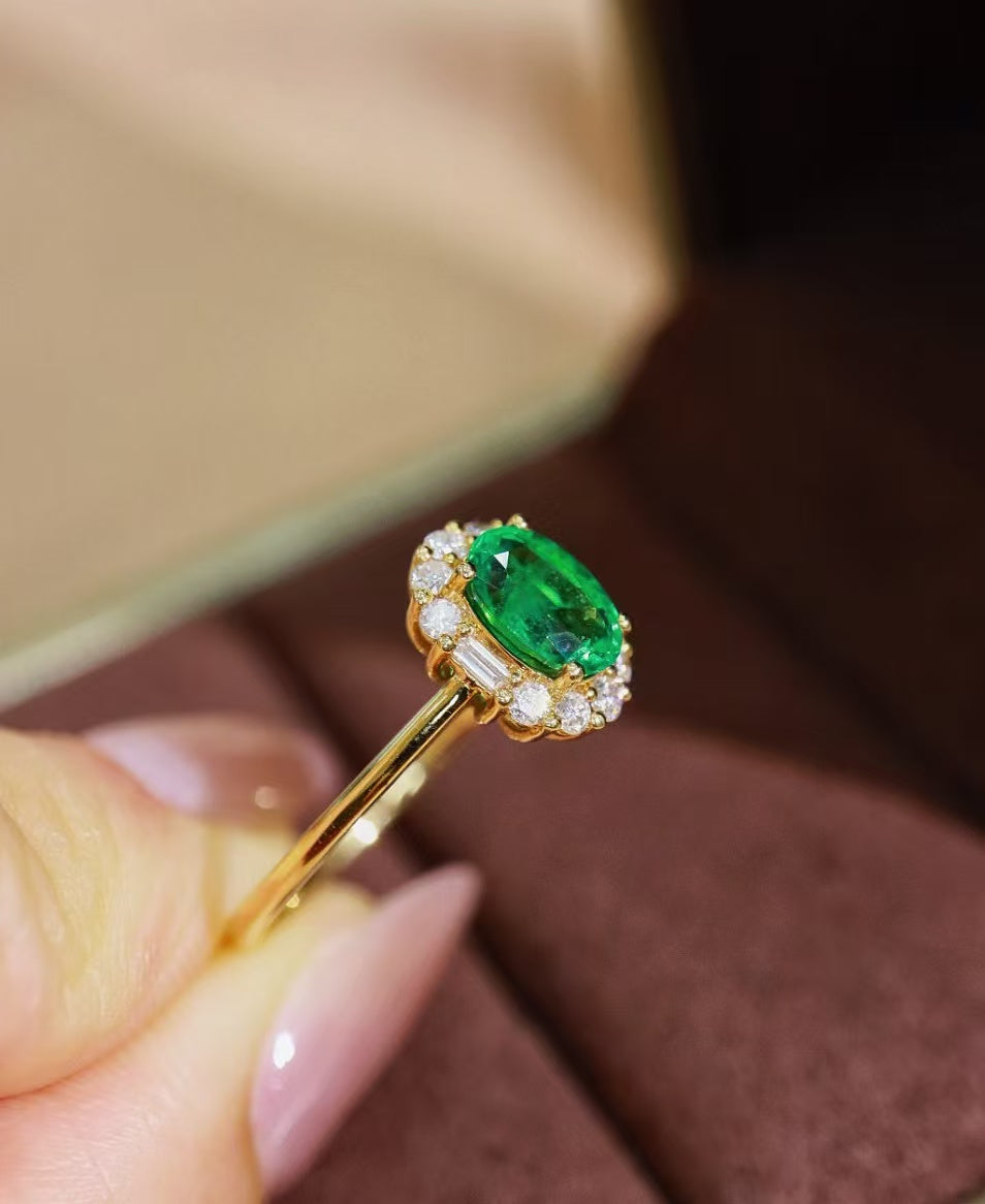 18K gold natural emerald ring💍