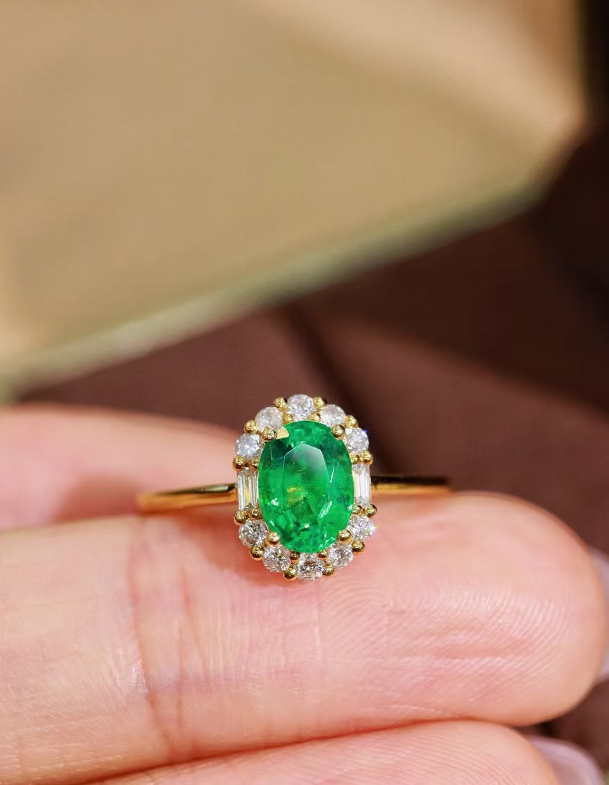 18K gold natural emerald ring💍