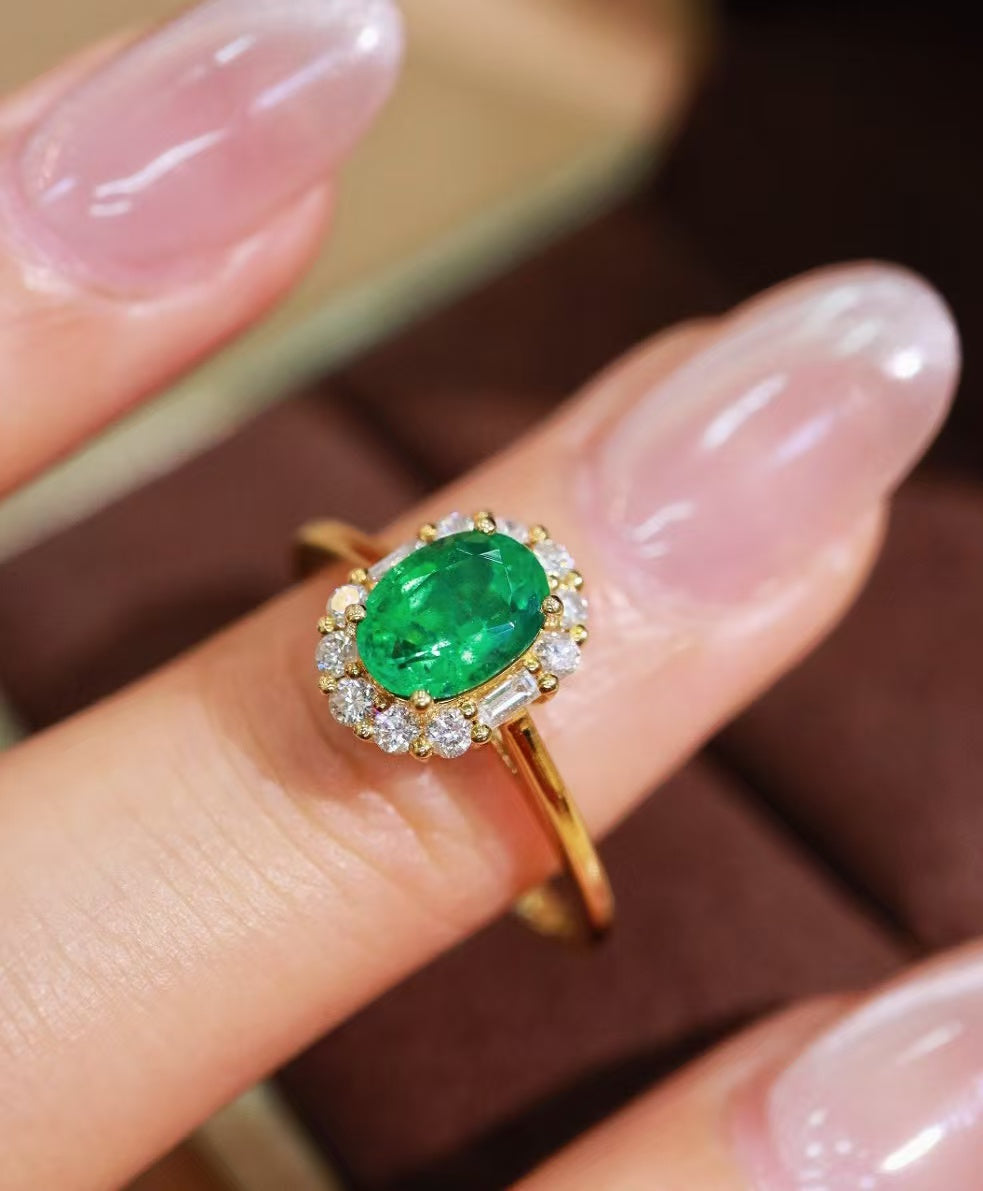 18K gold natural emerald ring💍