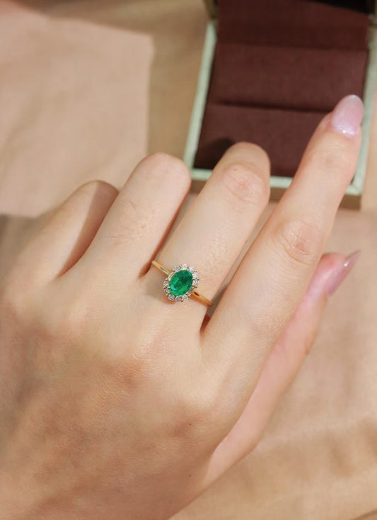 18K gold natural emerald ring💍