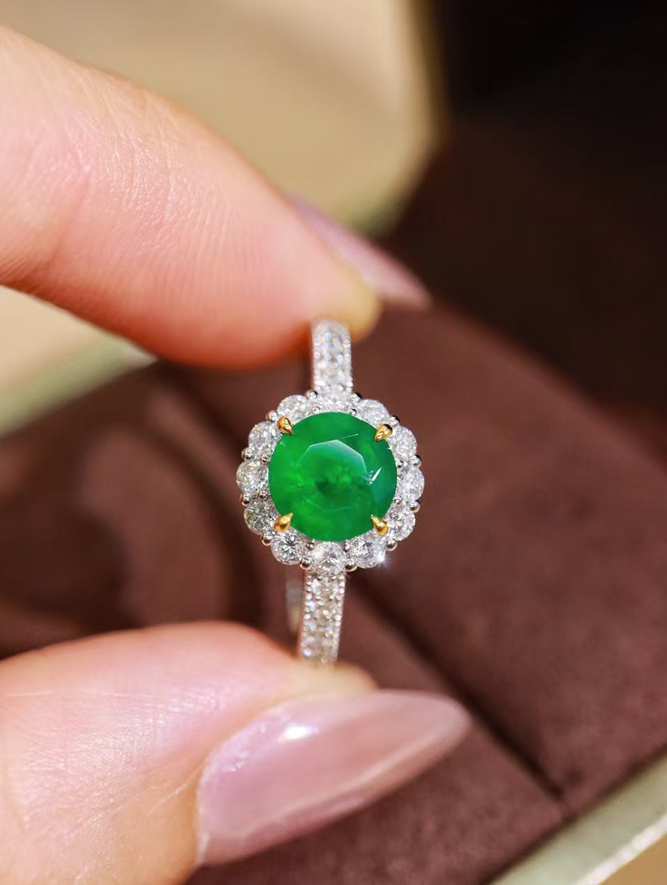 18K gold natural emerald ring💍