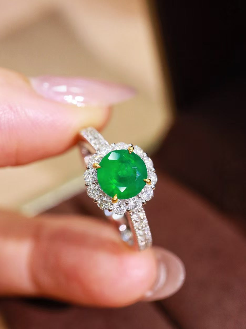 18K gold natural emerald ring💍