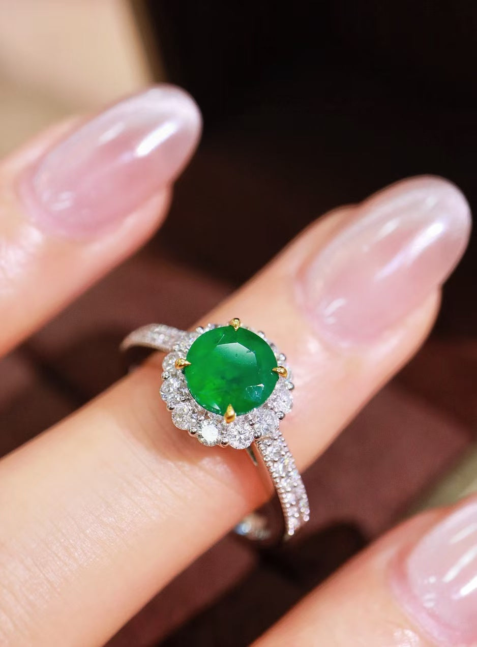 18K gold natural emerald ring💍