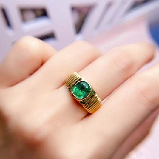 18K emerald ring,