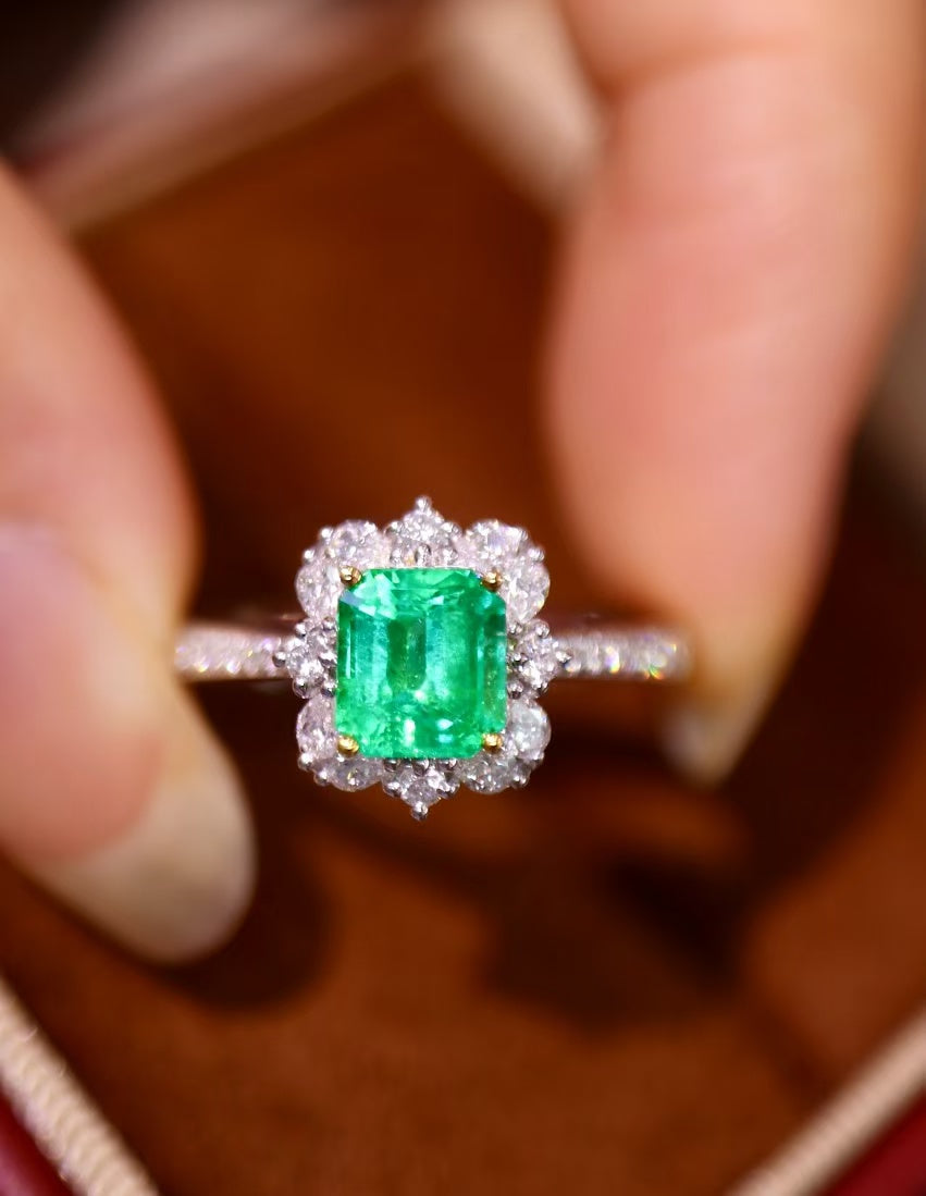 18K gold Colombian emerald ring💍