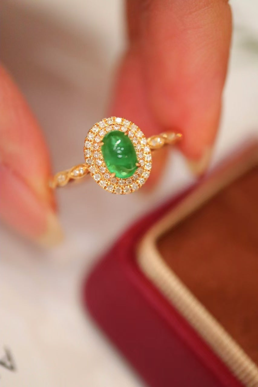 18k natural emerald ring