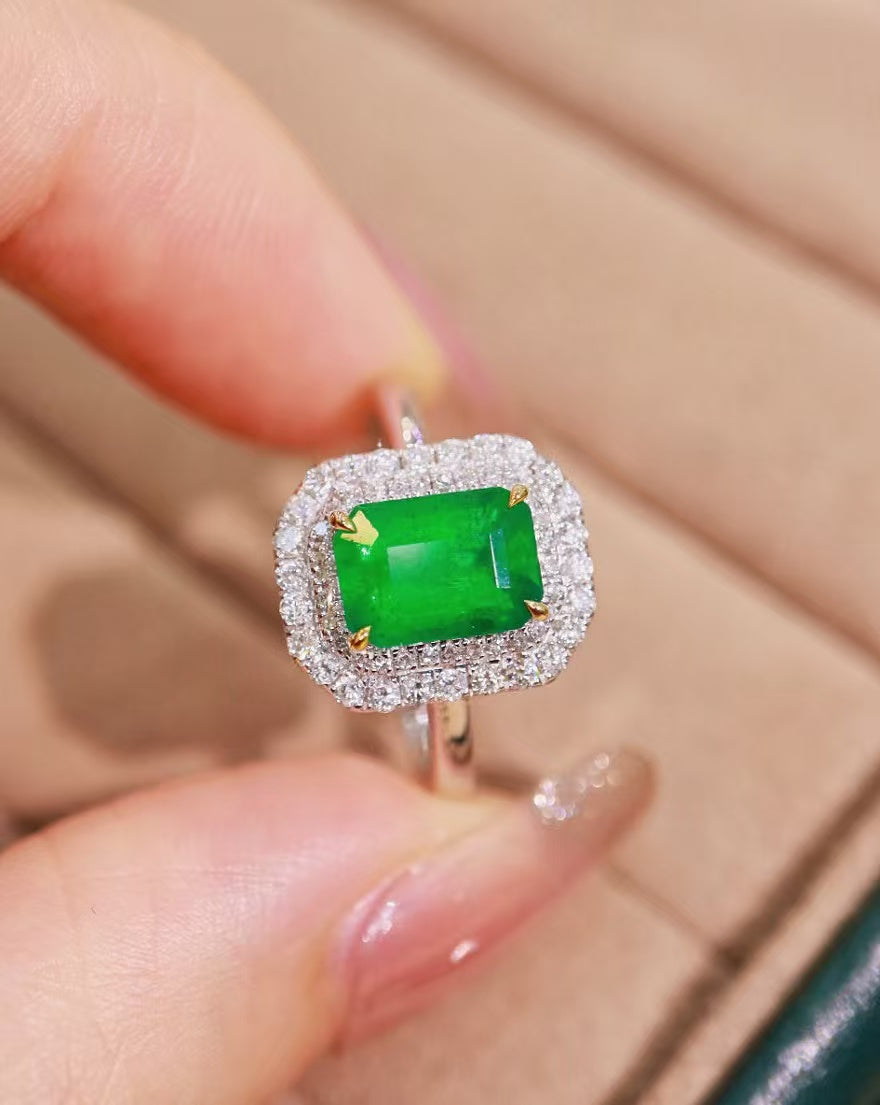 18K gold natural emerald ring💍