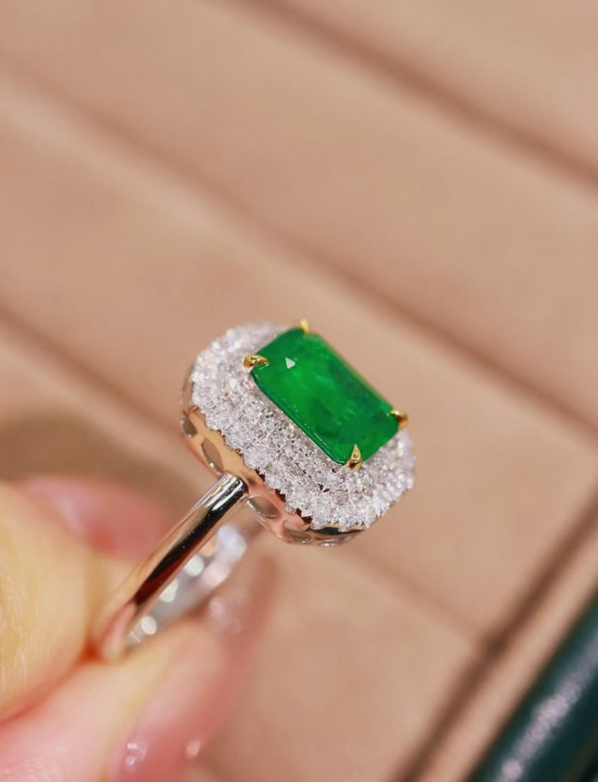 18K gold natural emerald ring💍