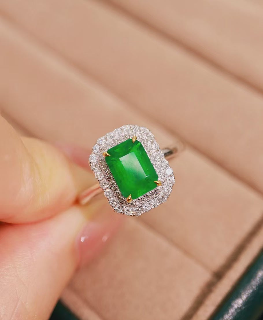 18K gold natural emerald ring💍